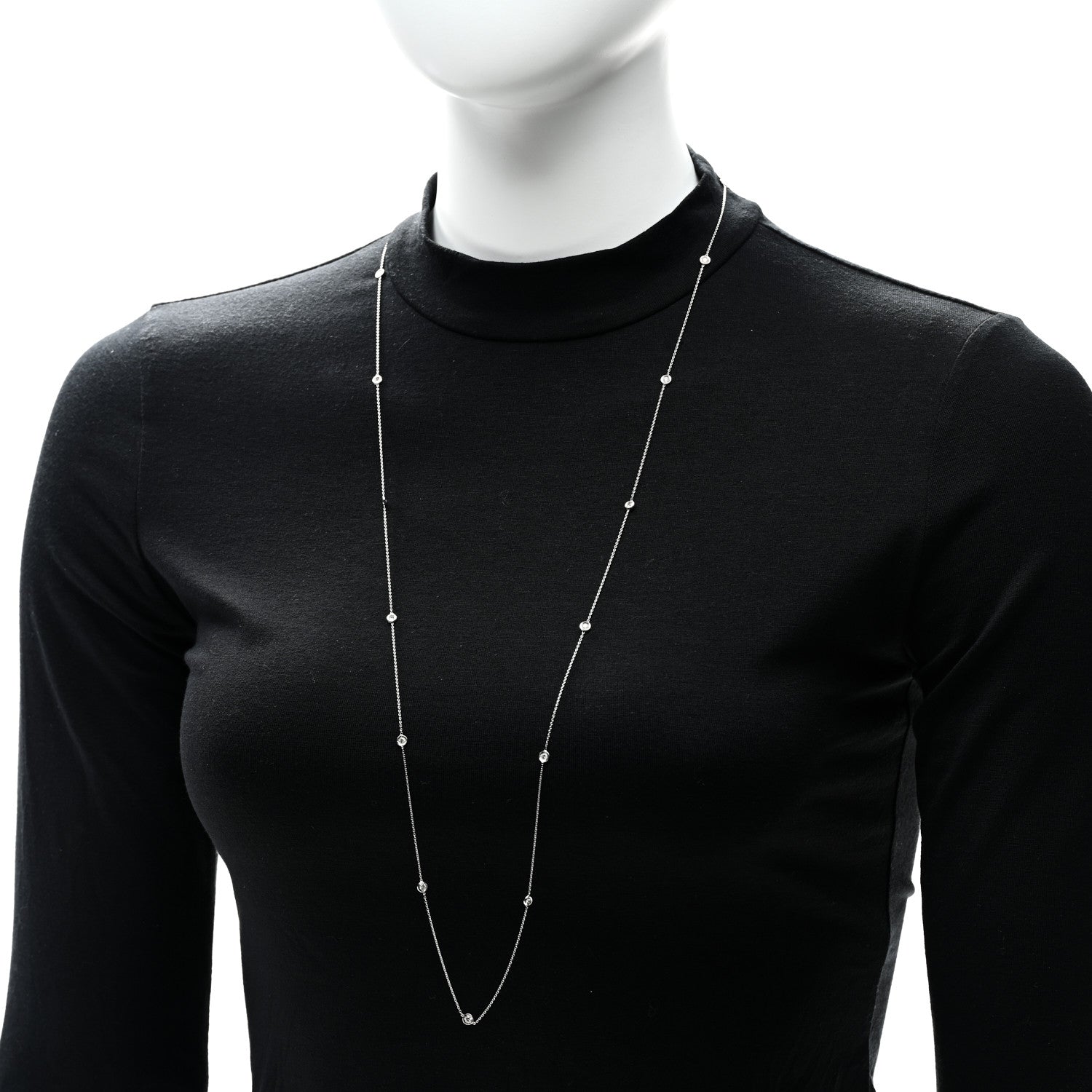 Roberto Coin 18K White Gold Diamond .70ctw Diamonds By The Inch Fifteen Station Necklace 2 of 5