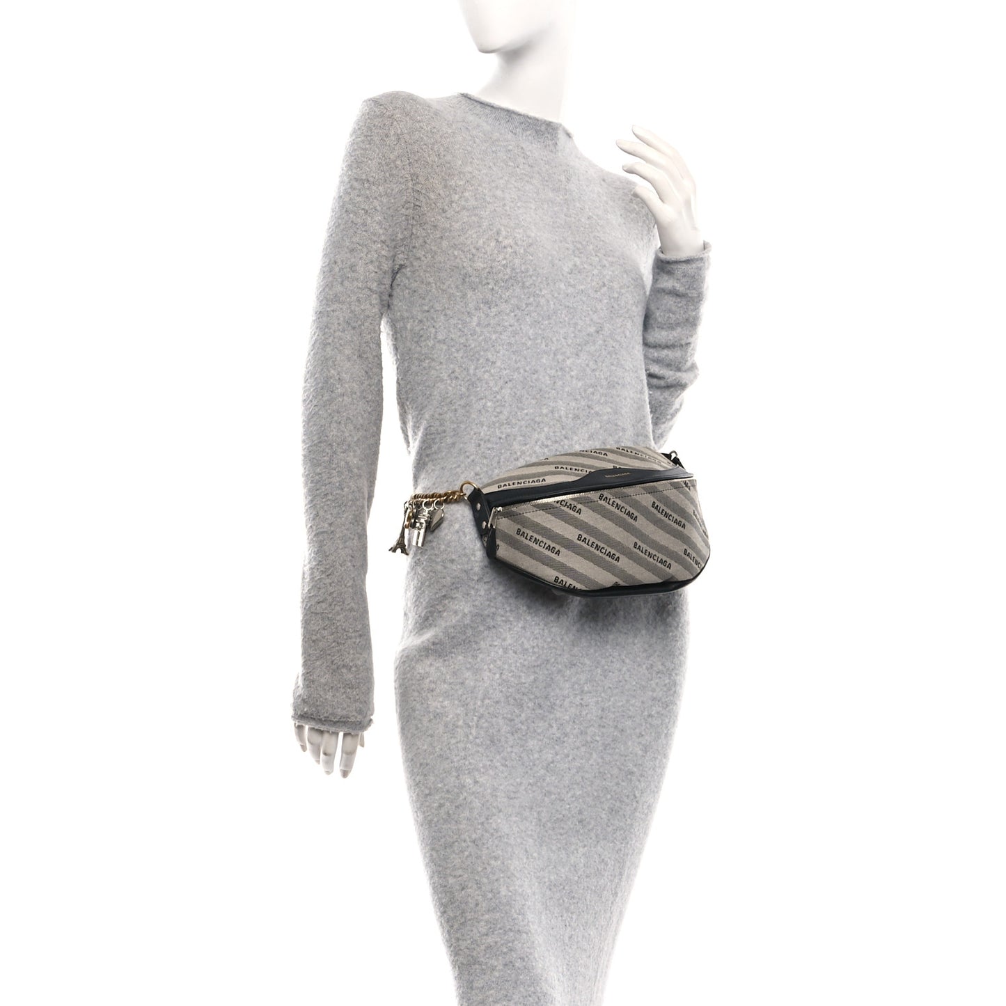 Canvas Jacquard Diagonal Allover Logo XS Souvenir Belt Bag Gris