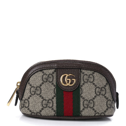 Gucci GG Supreme Monogram Web Ophidia Dome Key Pouch Beige New Acero 1 of 8