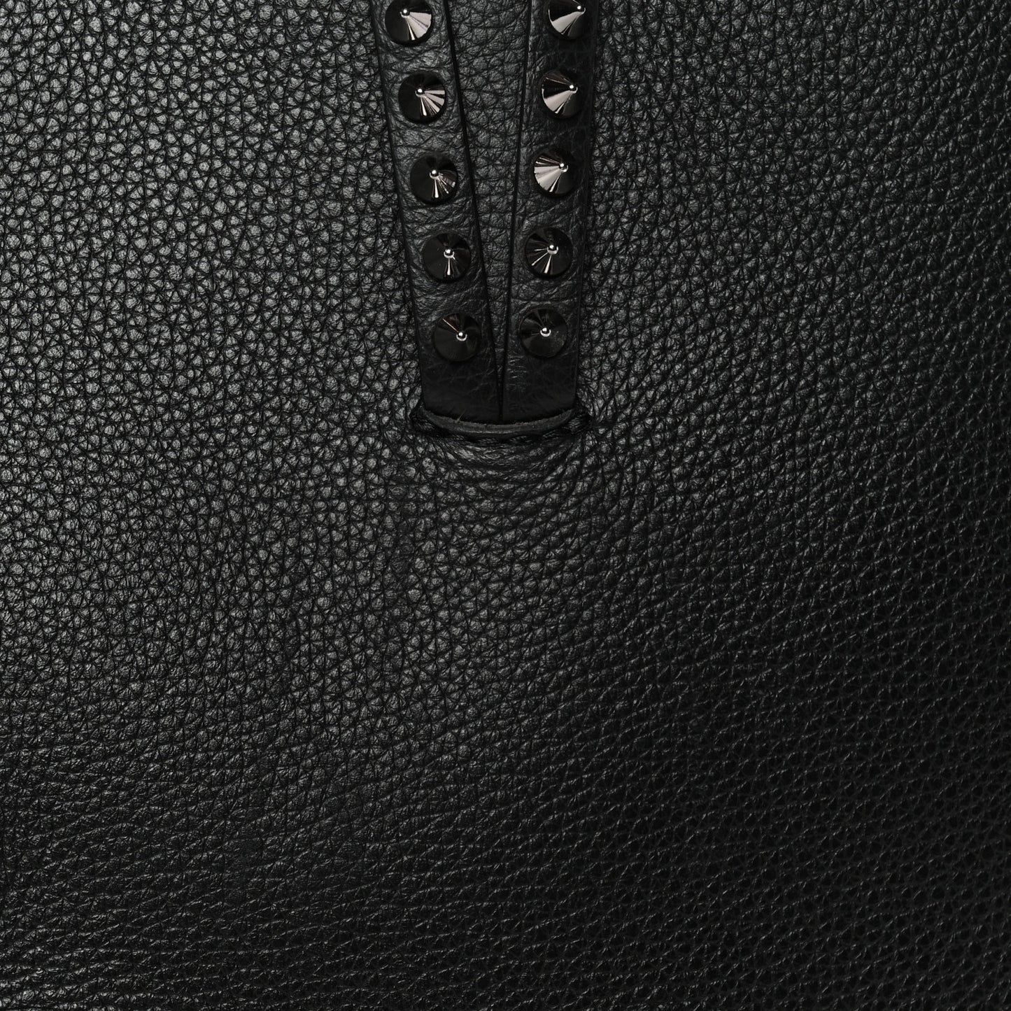Calfskin Patent Logo Spikes East West Cabata Tote Black