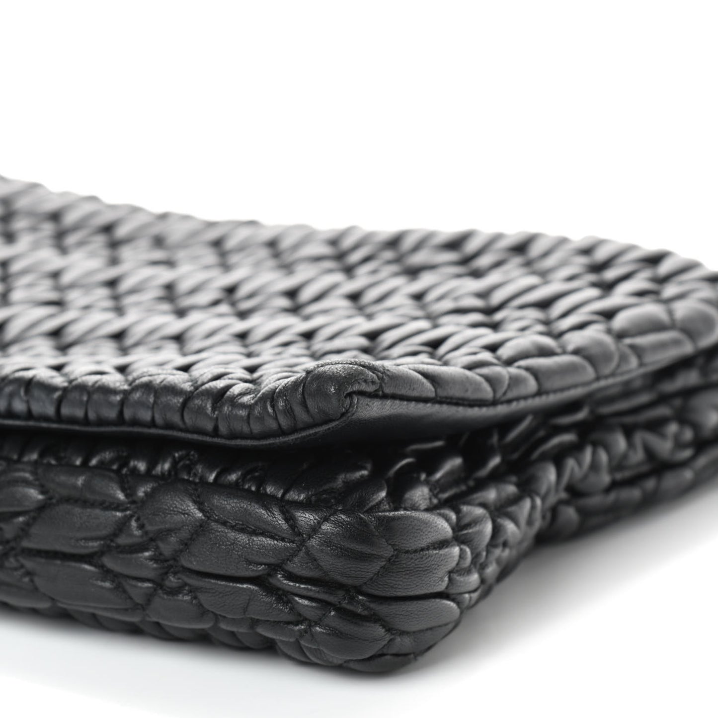 Nappa Matelasse Crystal Flap Clutch Black