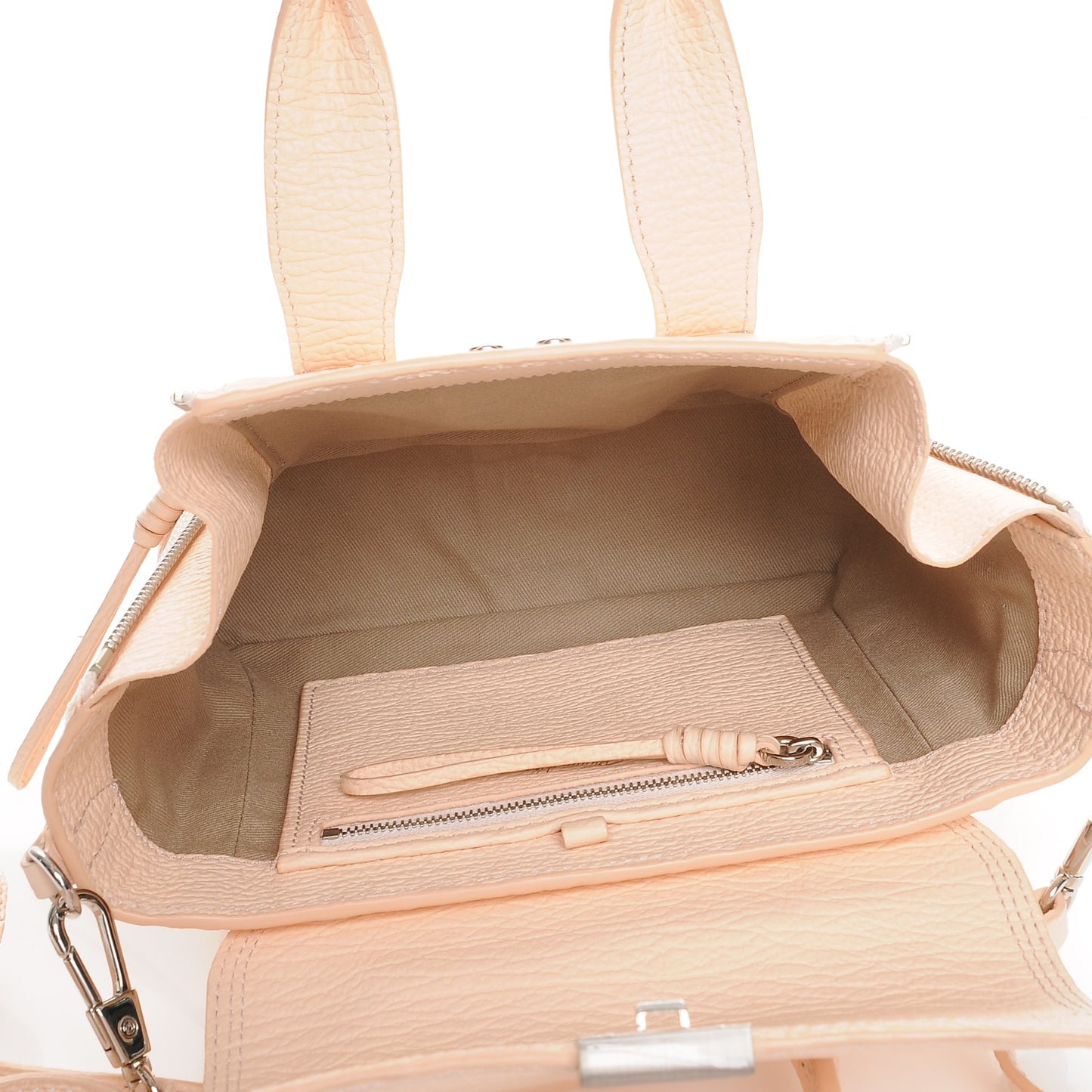 3.1 Textured Calfskin Mini Pashli Satchel White Peach