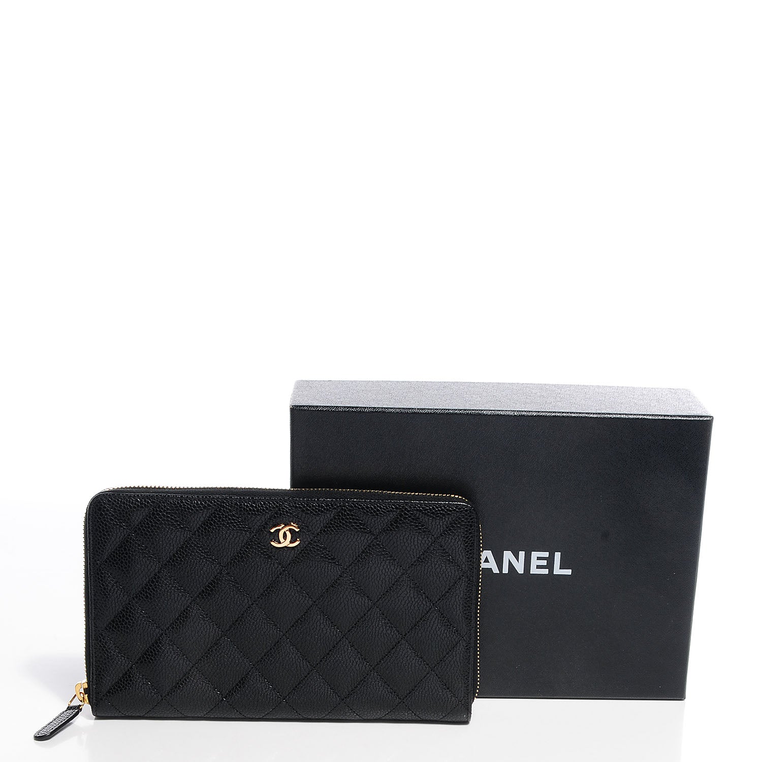 Chanel Caviar Quilted Large Zip Around Wallet Black 5 of 8