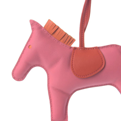 Hermes Milo Lambskin Grigri Rodeo Horse Bag Charm GM Rose Azalee Orange Poppy Rouge Indien 3 of 4