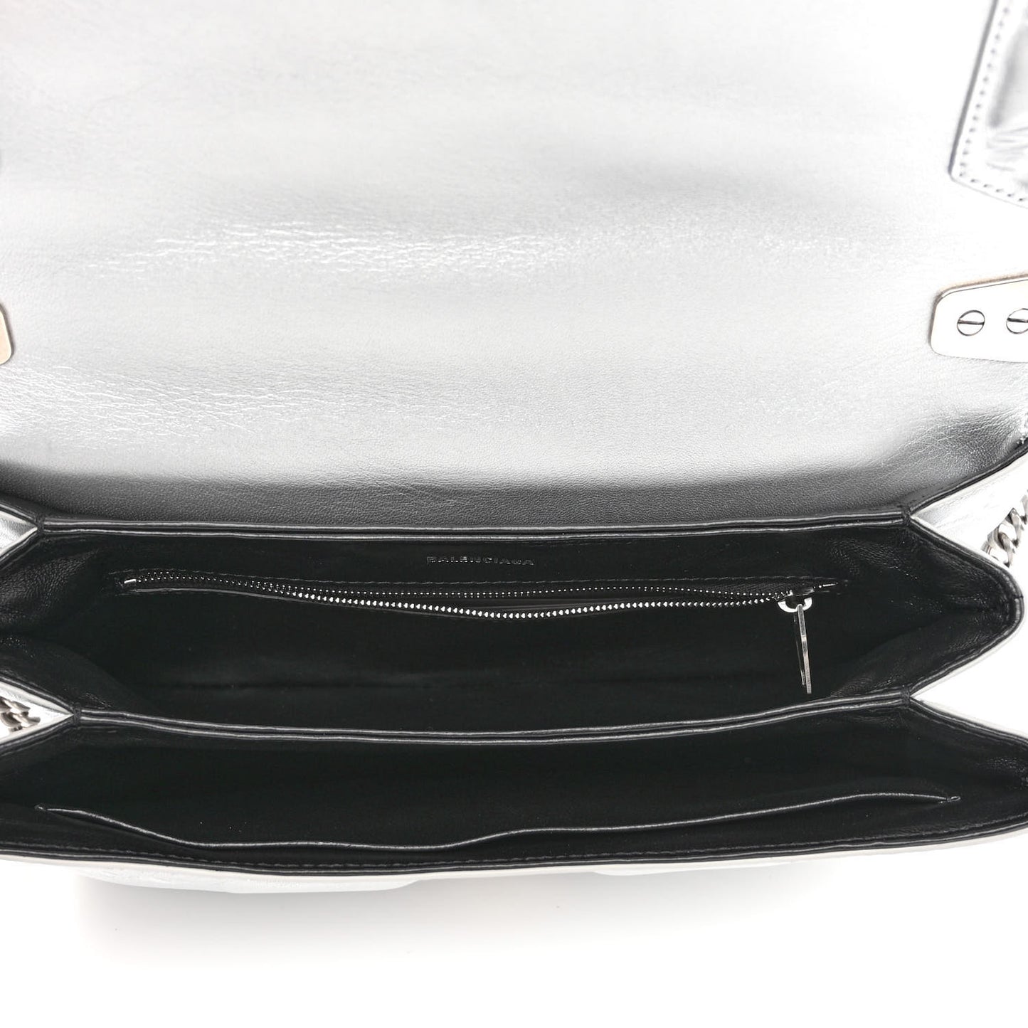 Nappa Allover License BB Monogram Embossed Medium Triplet Bag Silver