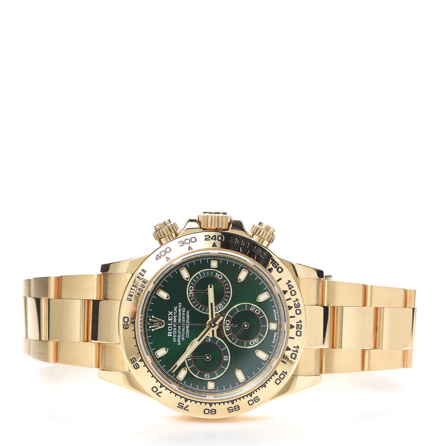 18K Yellow Gold 40mm Oyster Perpetual Cosmograph Daytona Watch Bright Green 116508