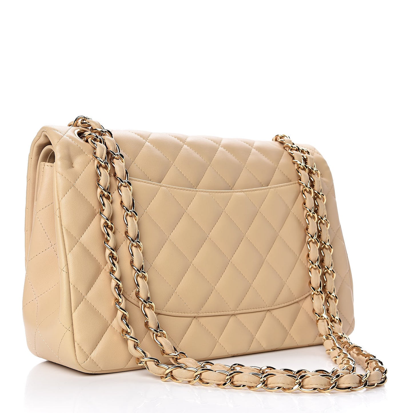 Lambskin Quilted Jumbo Double Flap Beige Clair
