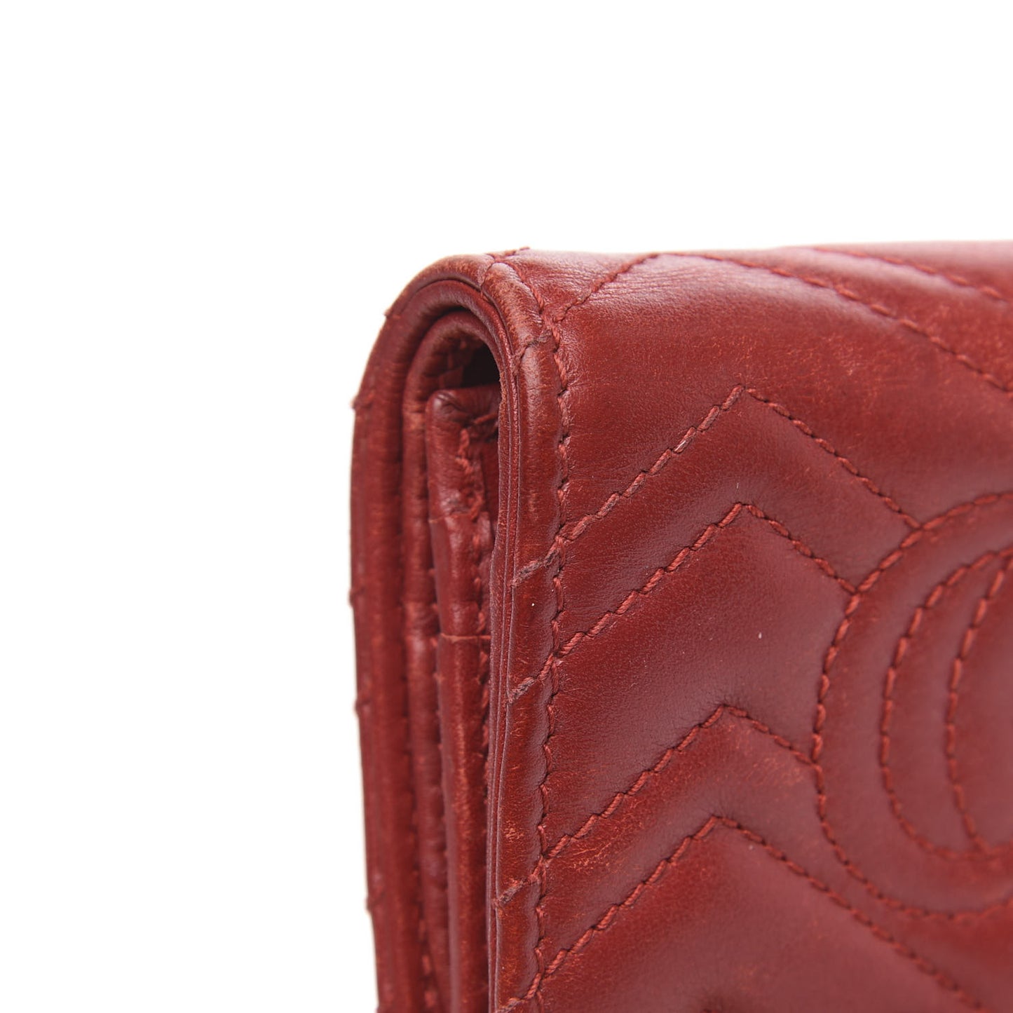 Calfskin Matelasse GG Marmont Card Case Wallet Hibiscus Red