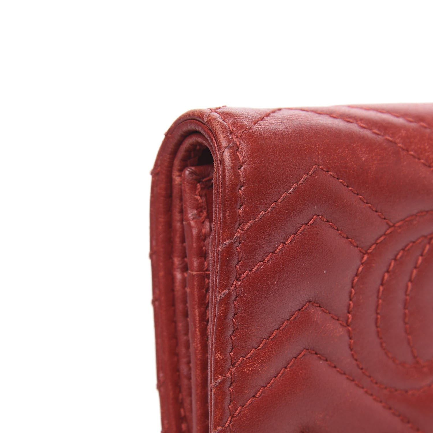 Gucci Calfskin Matelasse GG Marmont Card Case Wallet Hibiscus Red 12 of 15