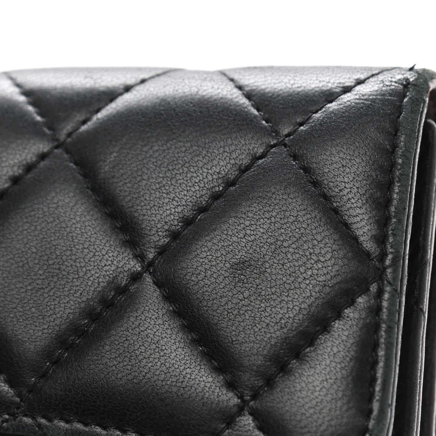 Lambskin Quilted Large Flap Wallet Black