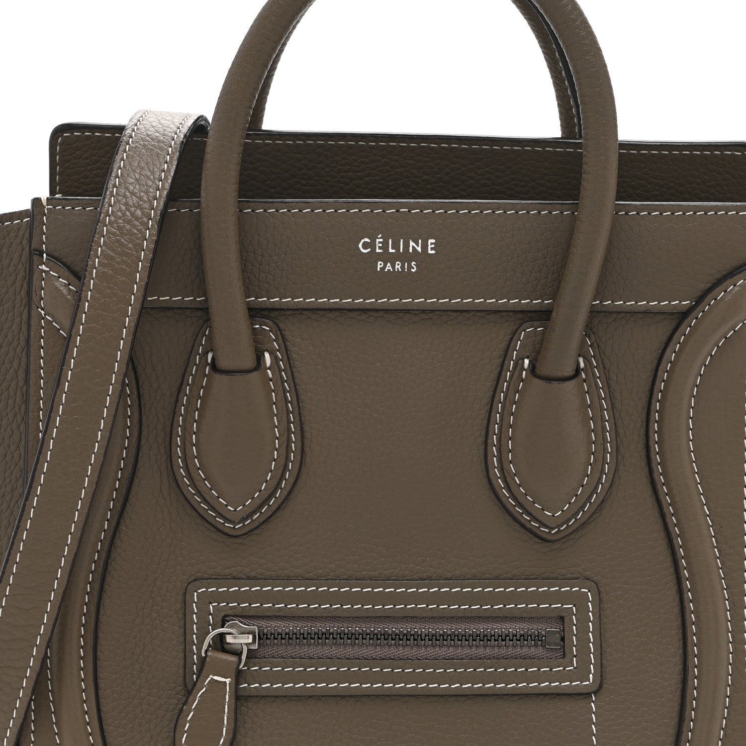 Celine Drummed Calfskin Nano Luggage Souris 8 of 10