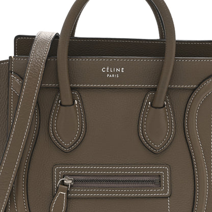 Celine Drummed Calfskin Nano Luggage Souris 8 of 10