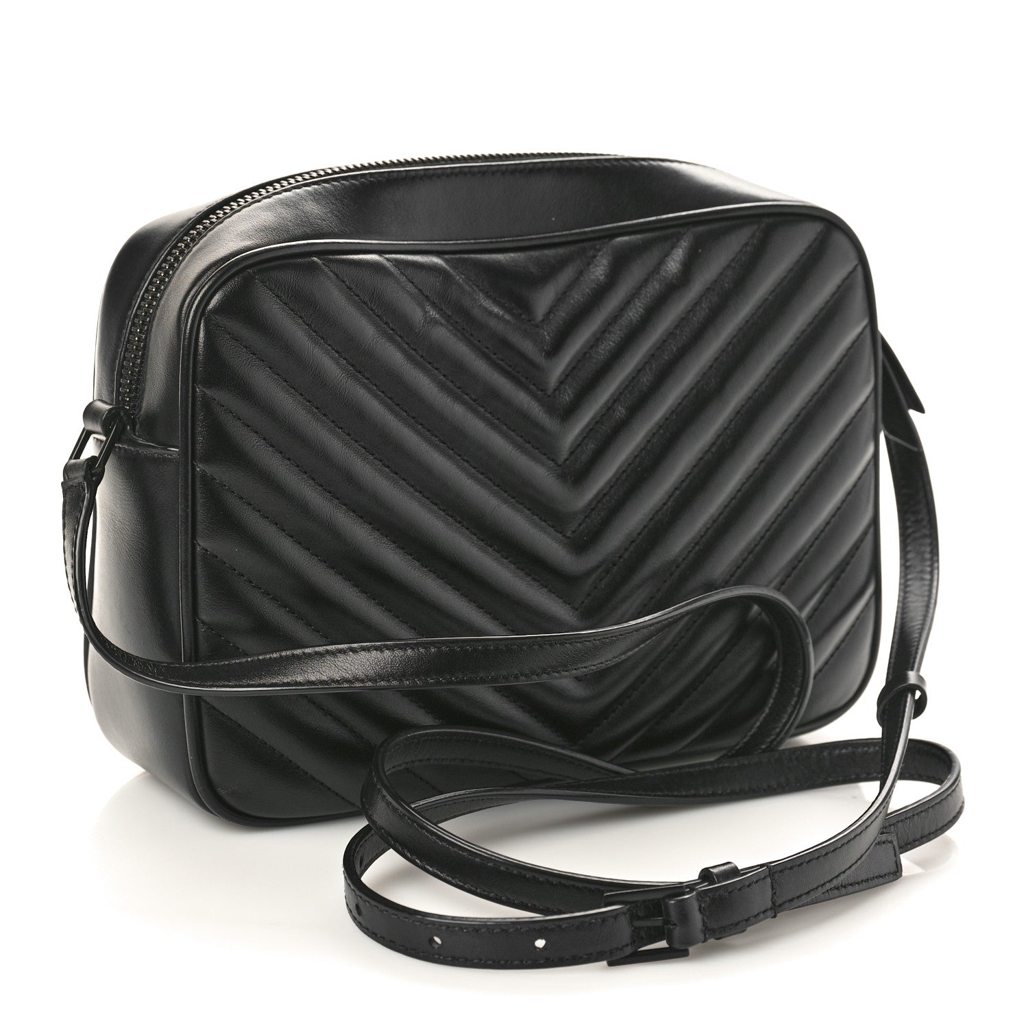 Saint Laurent Calfskin Matelasse Monogram Monochrome Lou Camera Bag Black 3 of 9
