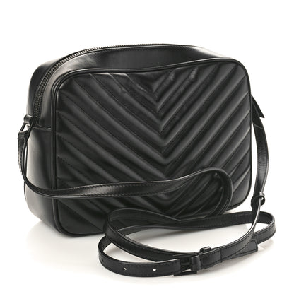 Saint Laurent Calfskin Matelasse Monogram Monochrome Lou Camera Bag Black 3 of 9