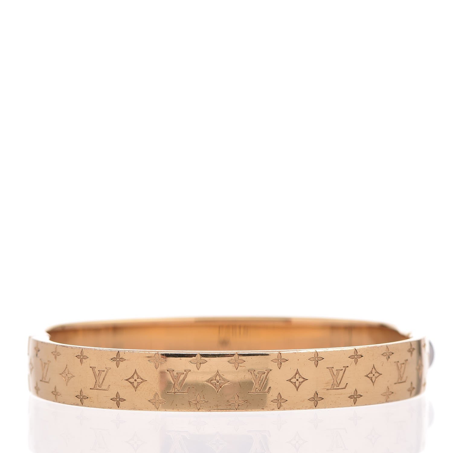 Louis Vuitton Brass Monogram Nanogram Cuff M Gold 10 of 14