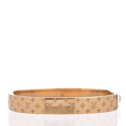 Louis Vuitton Brass Monogram Nanogram Cuff M Gold 10 of 14