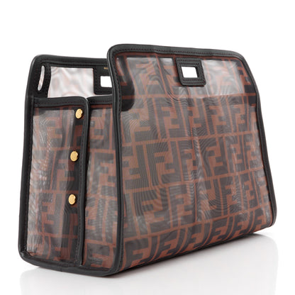 Fendi Mesh Vitello Century FF 1974 Mini Peekaboo Defender Cover Marrone Black Ebano 3 of 12