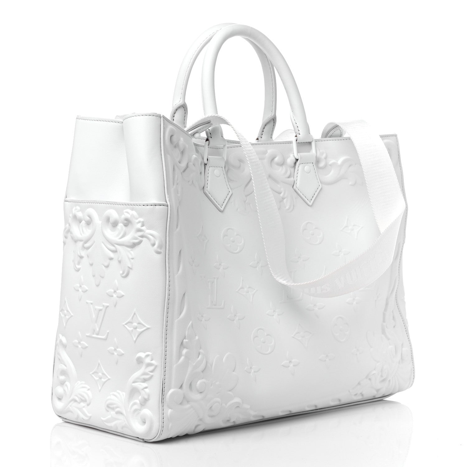Louis Vuitton Calfskin LV Ornament Sac Plat 24H Optic White 3 of 10