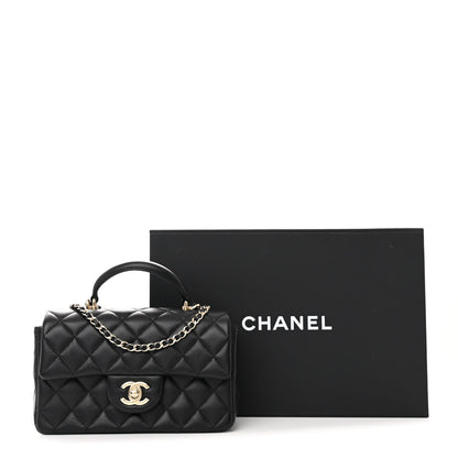 Chanel Lambskin Quilted Mini Top Handle Rectangular Flap Black 12 of 12