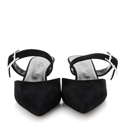 Hermes Suede Goatskin Blink Mules 37 Black 3 of 10