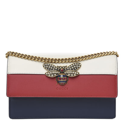Gucci Calfskin Queen Margaret Chain Wallet Blue Agata Hibiscus Red Mystic White 1 of 10