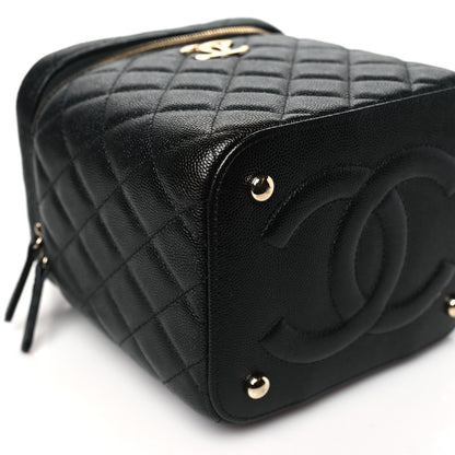 Chanel Caviar Quilted Small Top Handle Vanity Case With Chain Black 9 of 10
