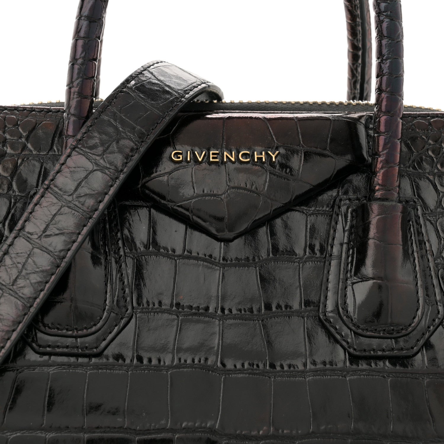 Givenchy Calfskin Crocodile Embossed Small Antigona Black 8 of 14
