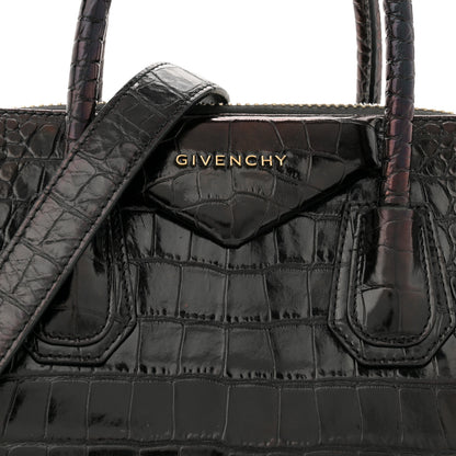 Givenchy Calfskin Crocodile Embossed Small Antigona Black 8 of 14