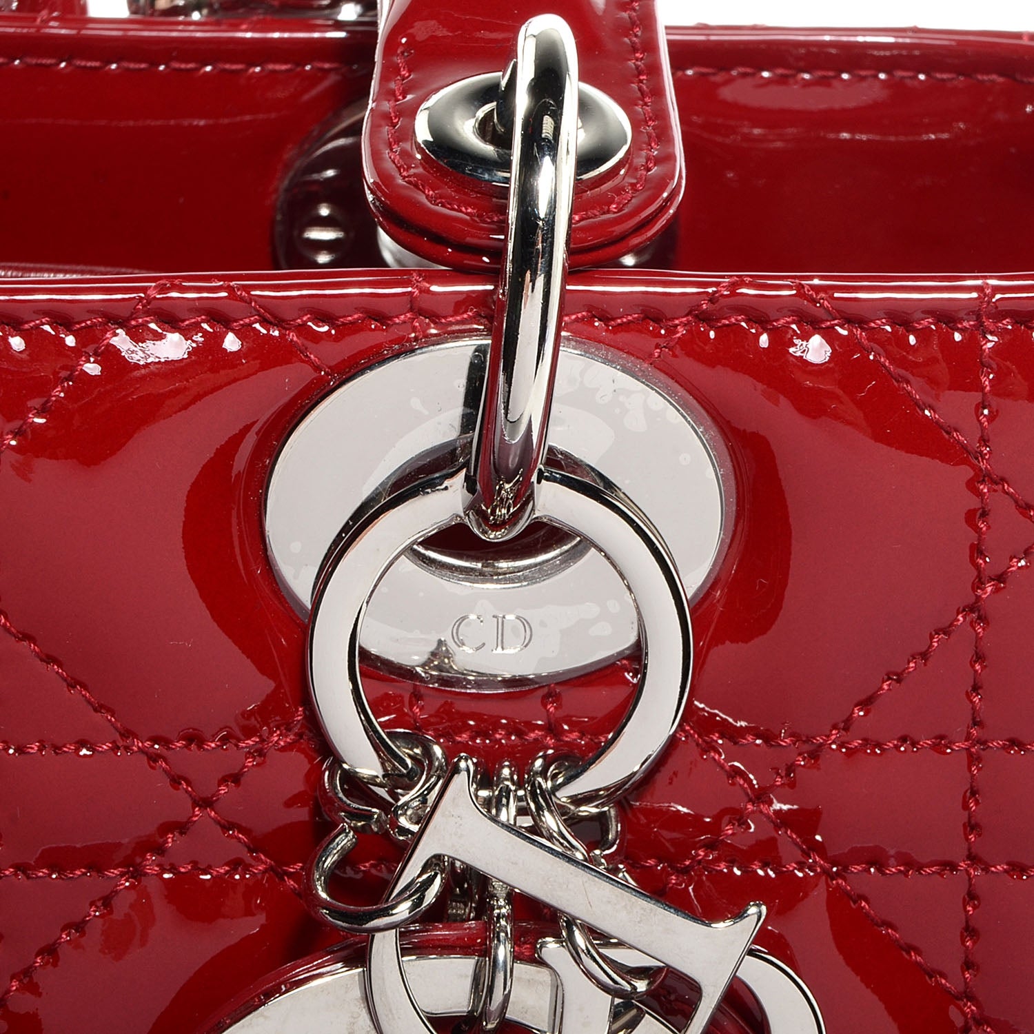 Christian Dior Patent Cannage Medium Lady Dior Red 11 of 12