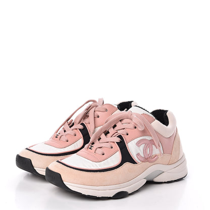 Chanel Nylon Lambskin Suede Calfskin CC Sneakers 39 Pink 3 of 8