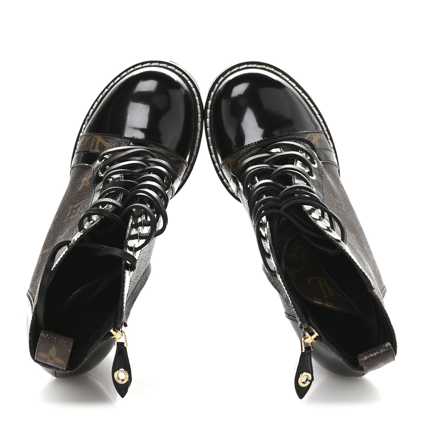 Patent Calfskin Monogram Star Trail Ankle Boots 40 Black