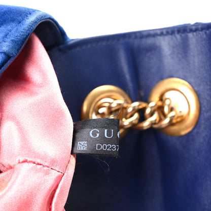 Gucci Velvet Matelasse Mini GG Marmont Shoulder Bag Cobalt Blue 8 of 11
