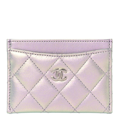 Chanel Iridescent Calfskin Quilted Card Holder Light Purple 1 of 10