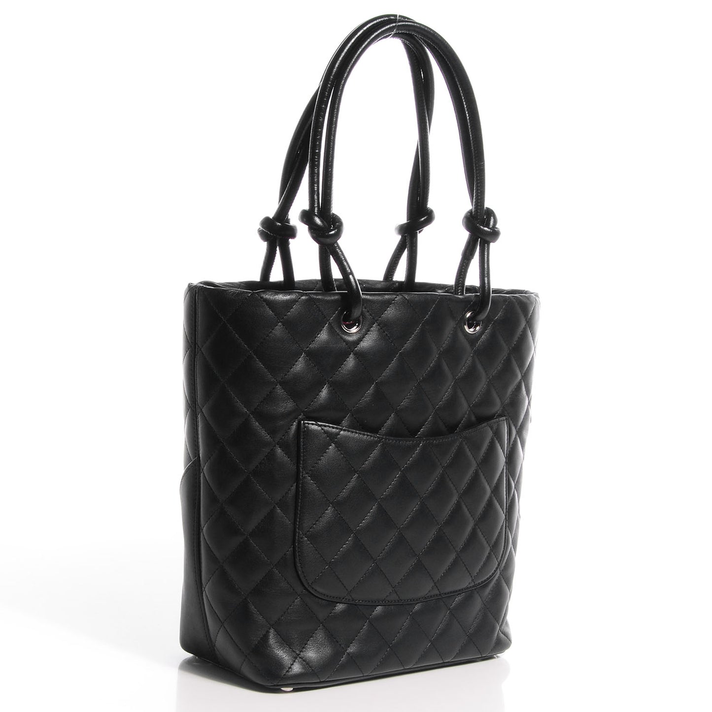Calfskin Quilted Medium Cambon Tote Black White