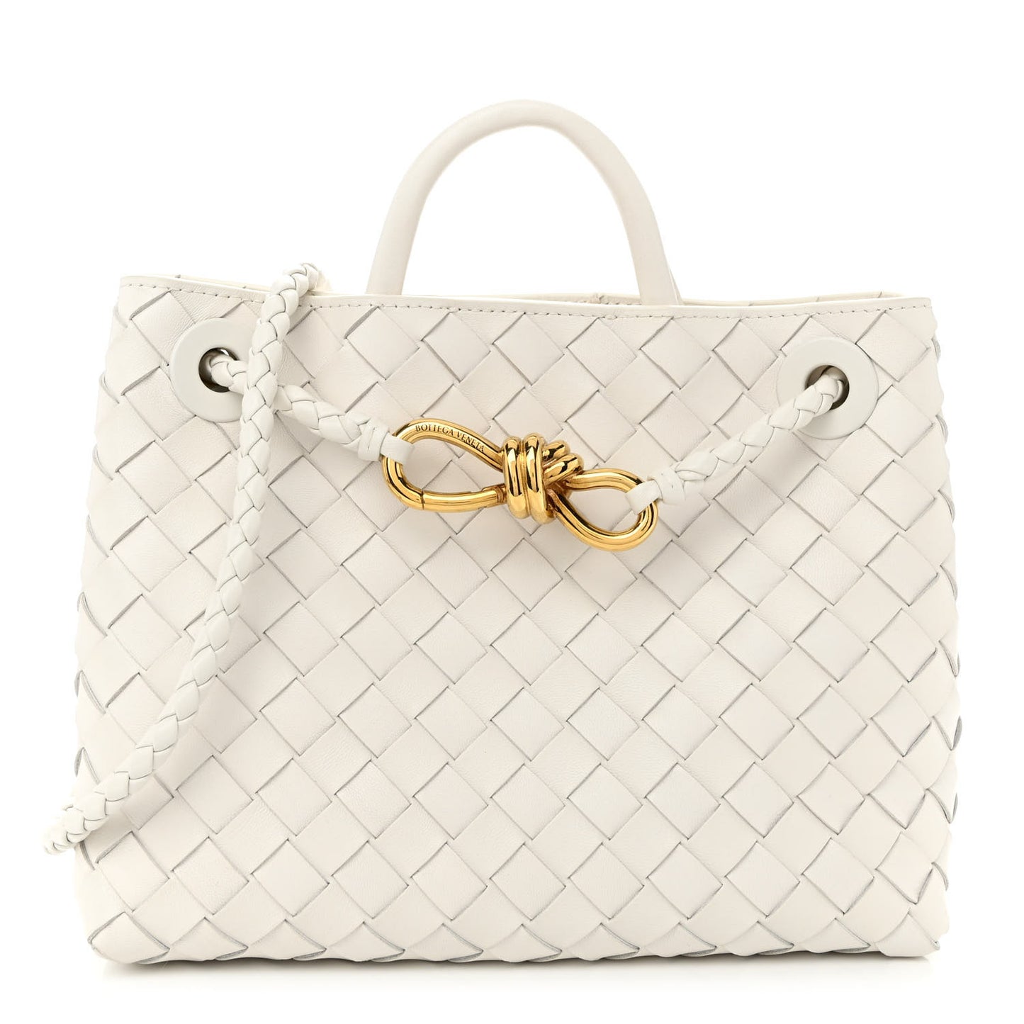 Nappa Intrecciato Small Andiamo Shoulder Bag White