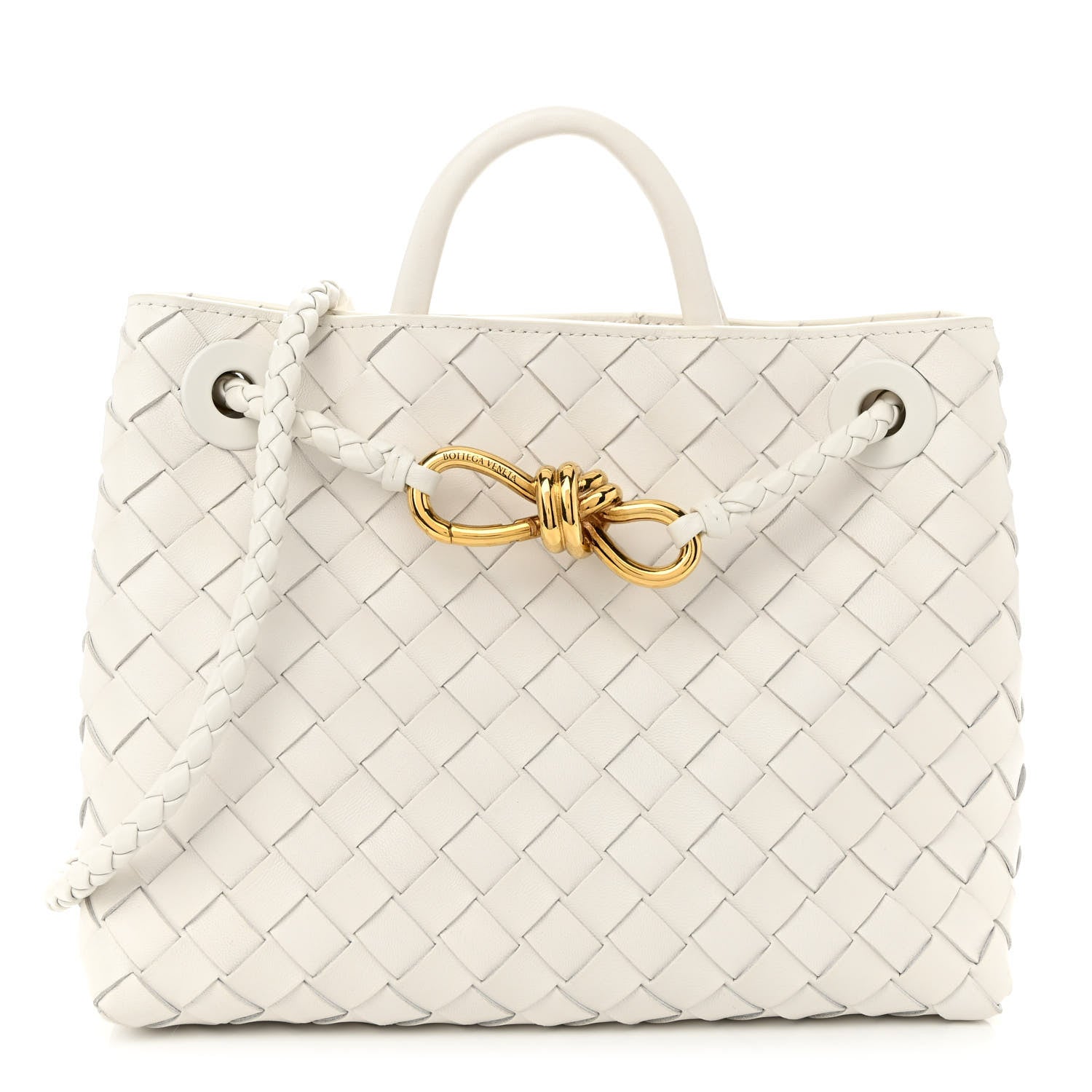 Bottega Veneta Nappa Intrecciato Small Andiamo Shoulder Bag White 1 of 10