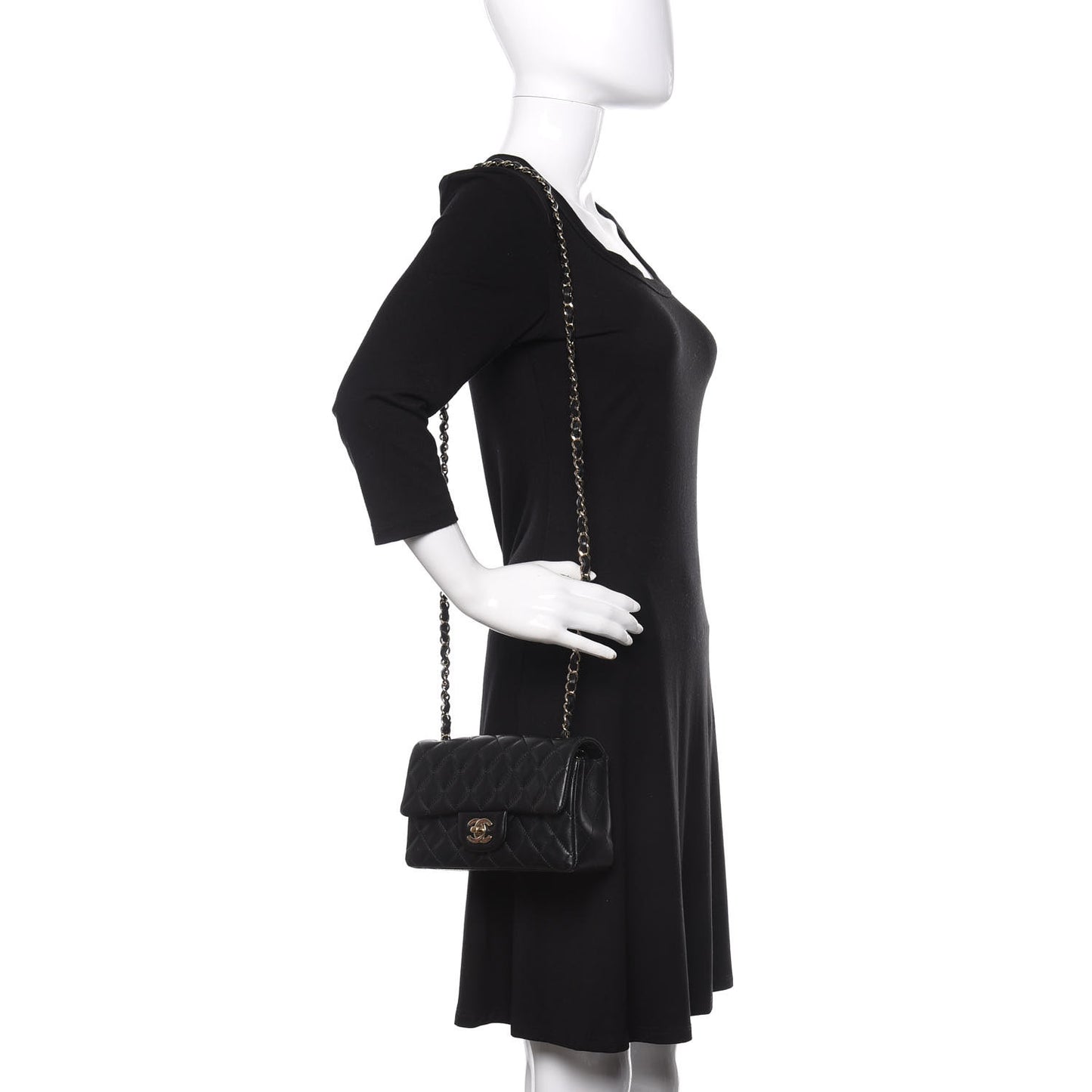 Lambskin Quilted Mini Rectangular Flap Black
