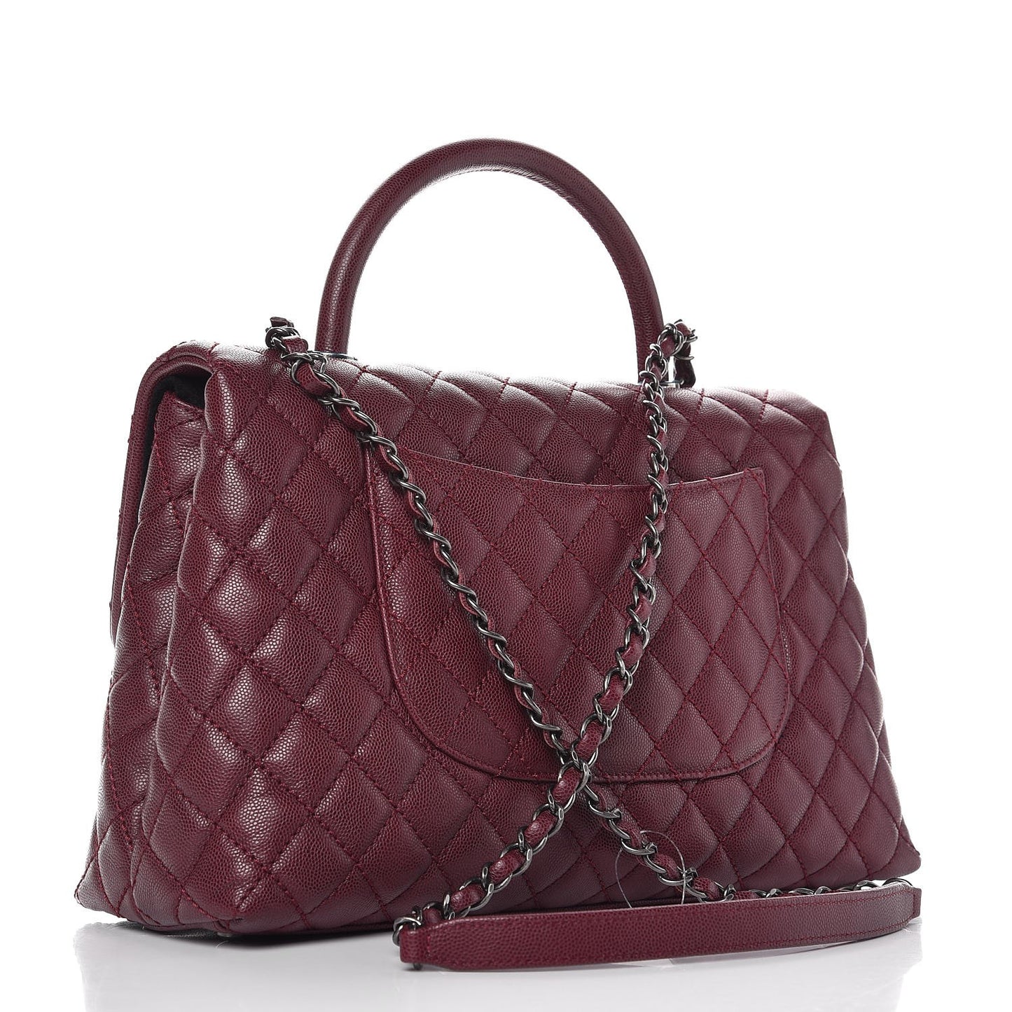 Caviar Quilted Medium Coco Handle Flap Burgundy