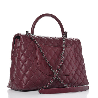 Chanel Caviar Quilted Medium Coco Handle Flap Burgundy 3 of 8