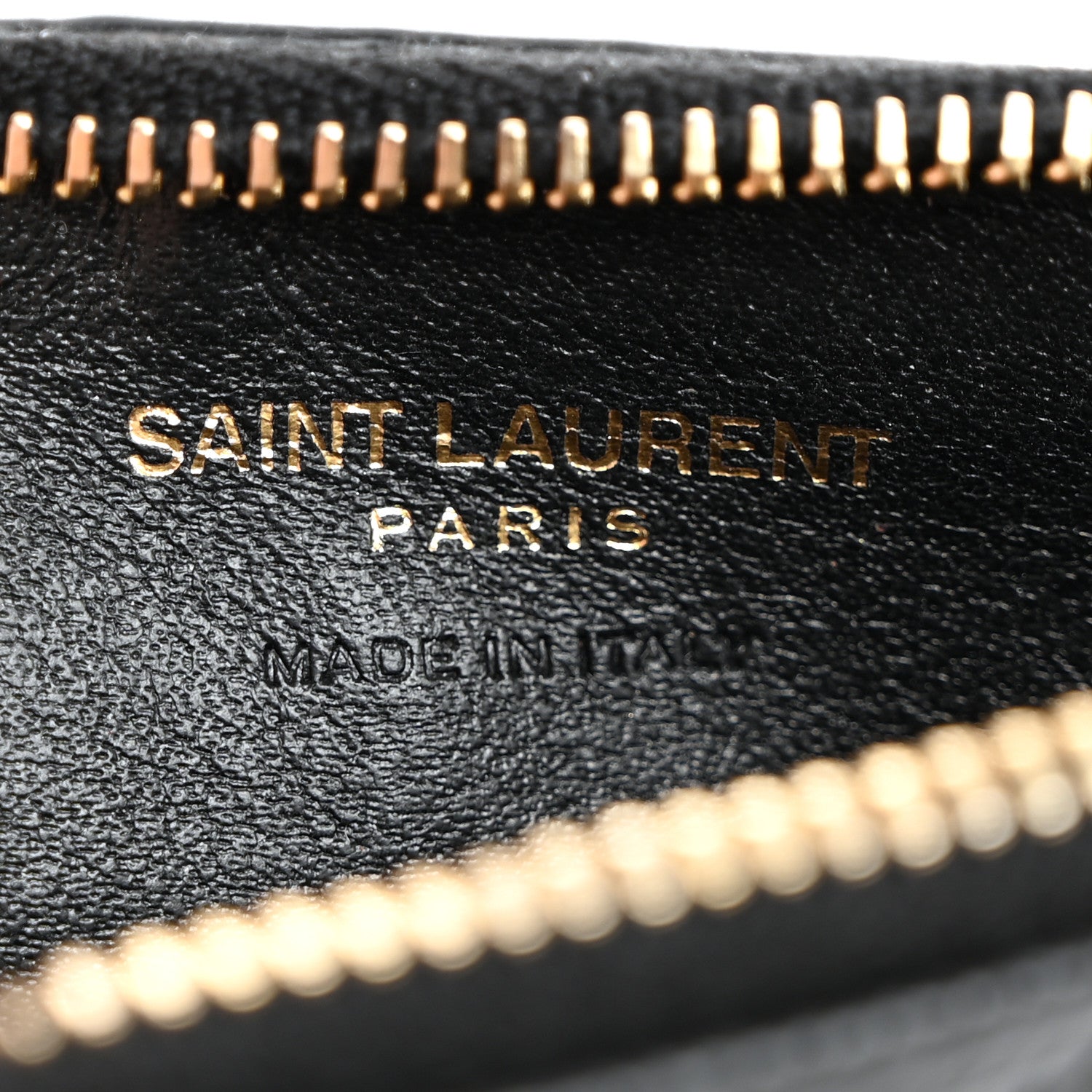 Saint Laurent Grain De Poudre Matelasse Chevron Monogram Fragments Zippered Card Case Black 6 of 8