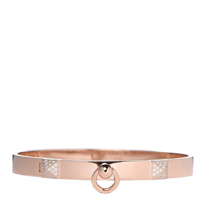Hermes 18K Rose Gold Diamond PM Collier De Chien Bracelet SH 1 of 5