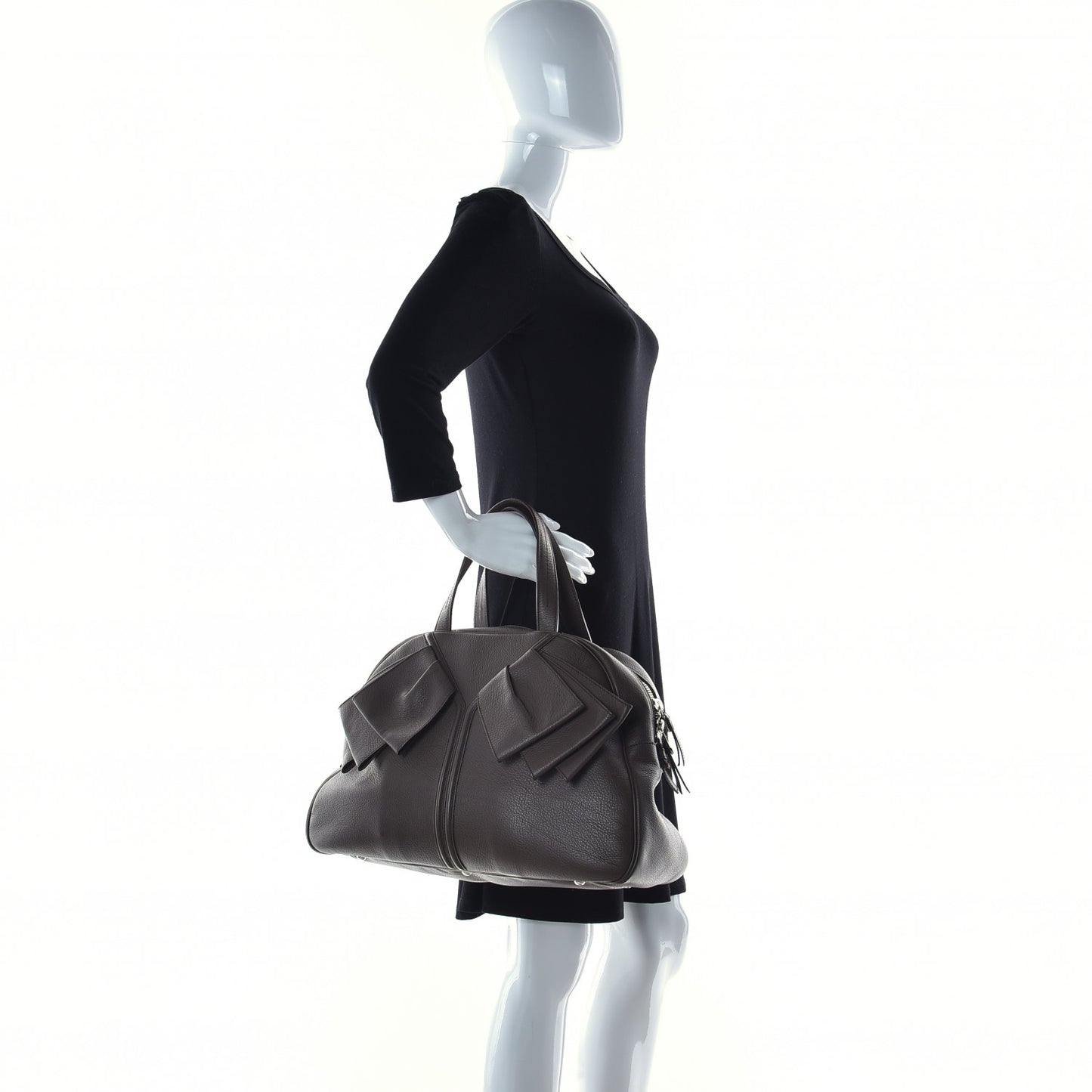 Calfskin Large Y Bow Tote Taupe