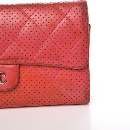 Chanel Perforated Lambskin Quilted Flap Wallet Red 11 of 20