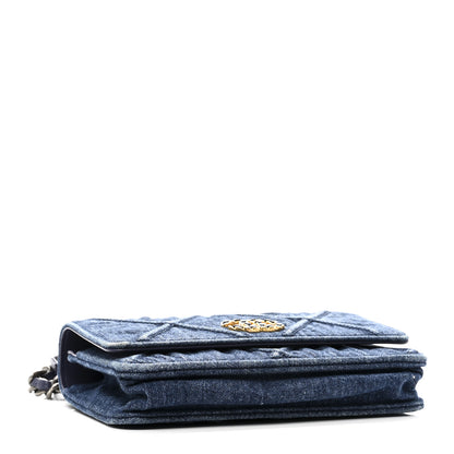 Chanel Denim Quilted Chanel 19 Wallet On Chain WOC Blue 4 of 11