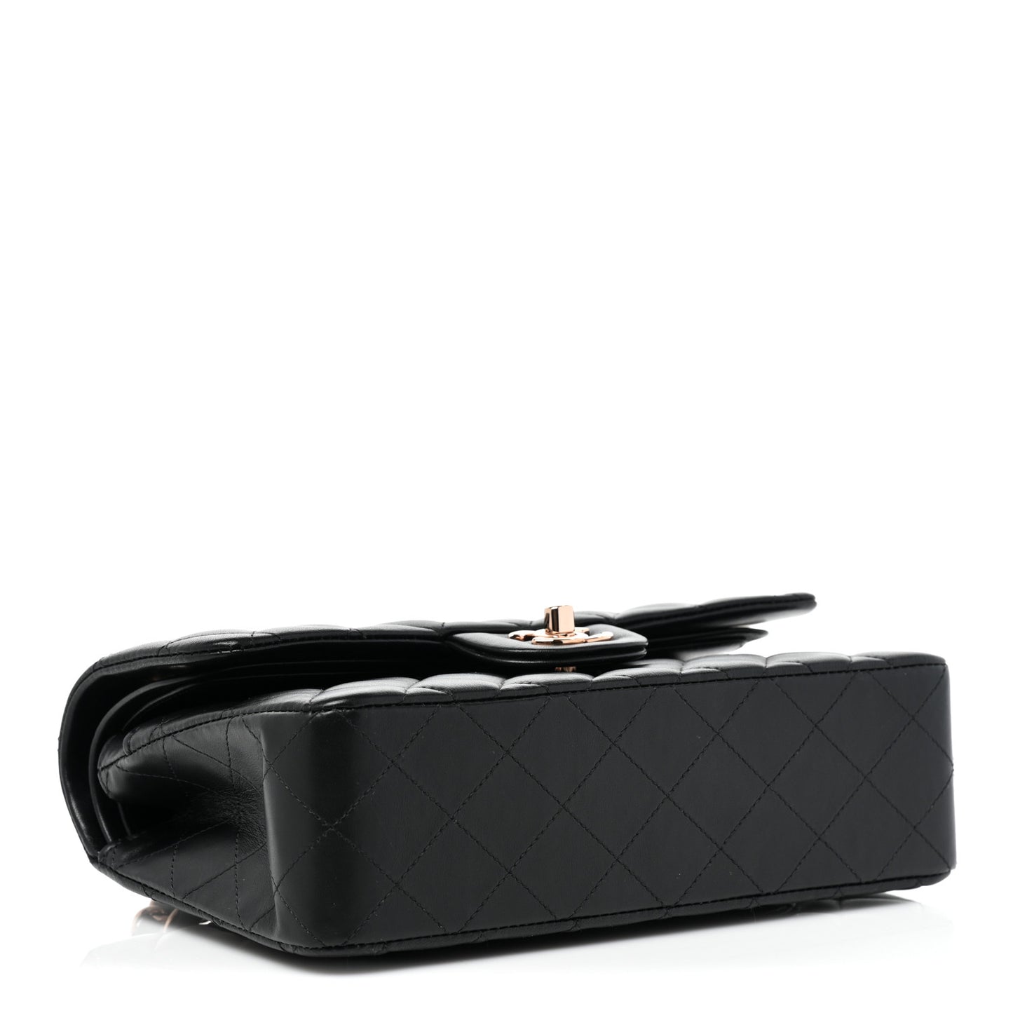 Lambskin Quilted Small Double Flap Black