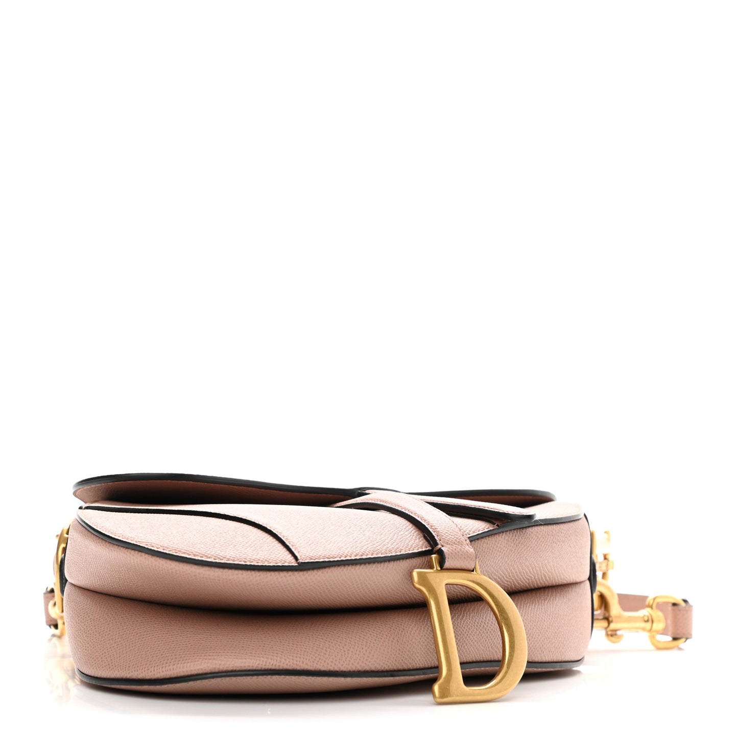 Grained Calfskin Saddle Bag With Strap Blush