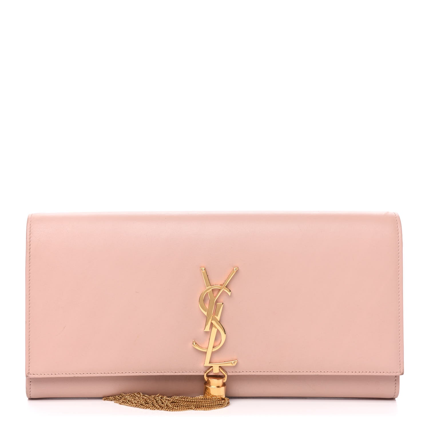 Saint Laurent Calfskin Classic Monogram Tassel Clutch Pale Blush 1 of 9
