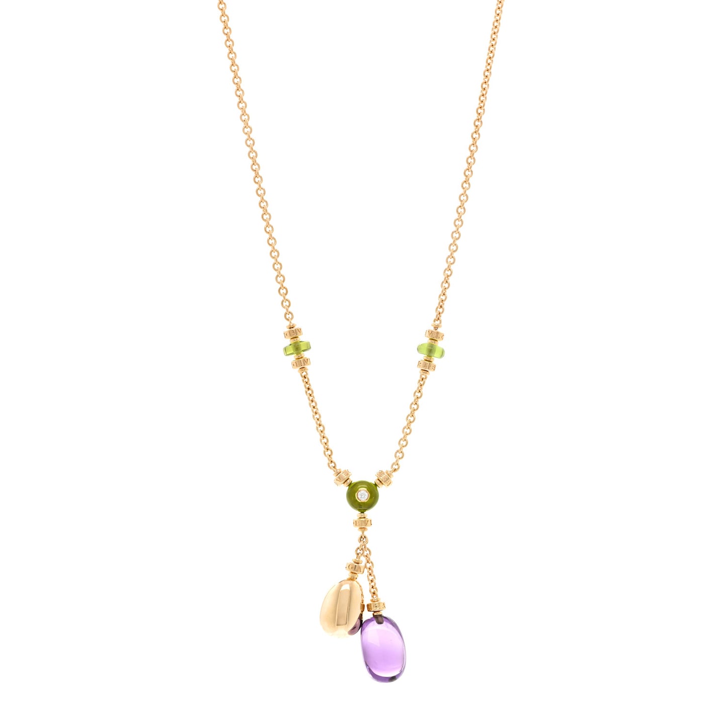 18K Yellow Gold Diamond Amethyst Peridot Sassi Necklace