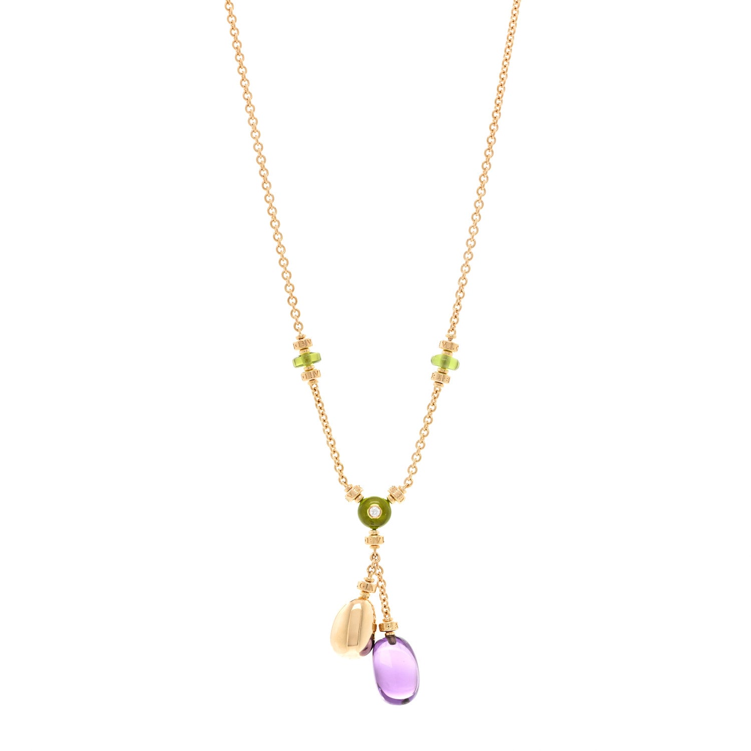 Bulgari 18K Yellow Gold Diamond Amethyst Peridot Sassi Necklace 1 of 4