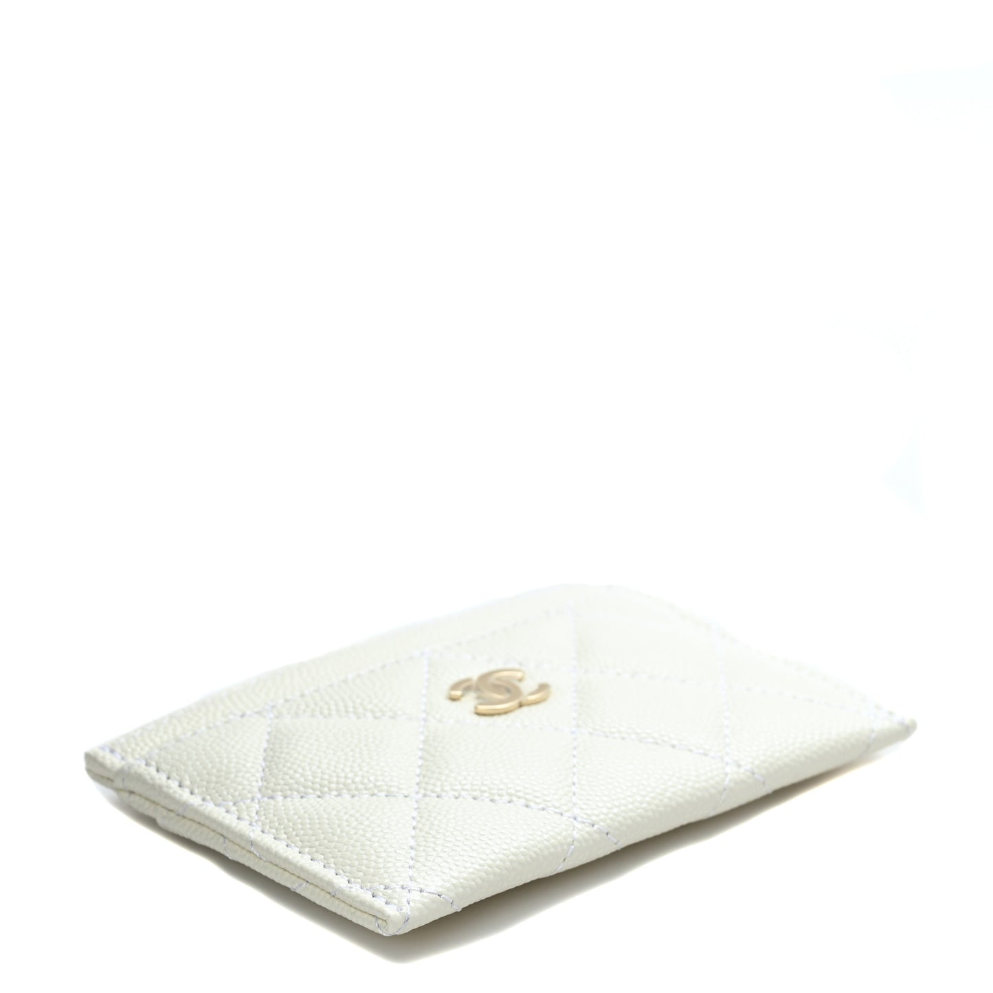 Caviar Quilted Card Holder White